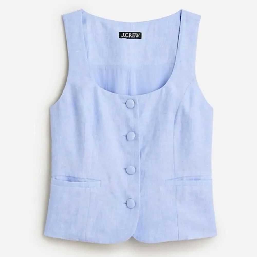 J CREW Scoopneck linen-blend vest in blue